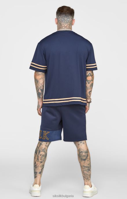 облекло SikSilk тъмносиня бродерия спокойна къса мъже 486F8607