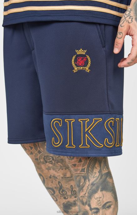 облекло SikSilk тъмносиня бродерия спокойна къса мъже 486F8607