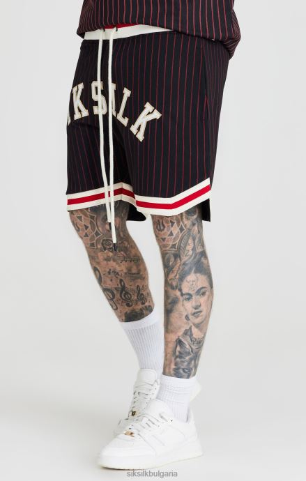 облекло SikSilk черна ретро класическа къса баскетболна топка мъже 486F8609