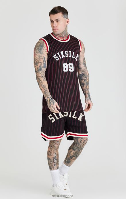 облекло SikSilk черна ретро класическа къса баскетболна топка мъже 486F8609