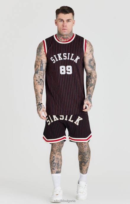 облекло SikSilk черна ретро класическа къса баскетболна топка мъже 486F8609
