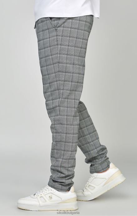 облекло SikSilk сиви заострени елегантни тъкани панталони за джогинг мъже 486F8524