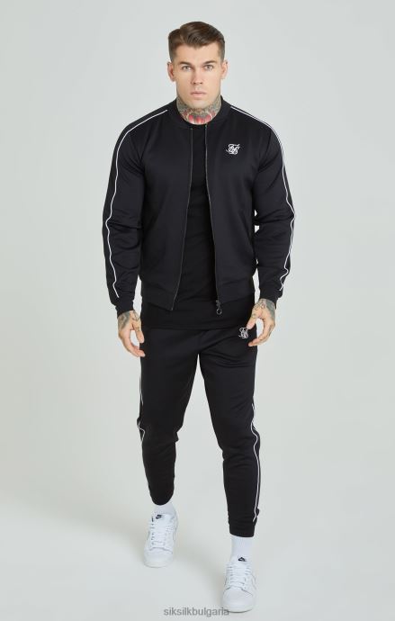 облекло SikSilk черен анцуг с панели мъже 486F8503