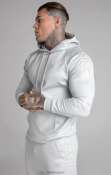 облекло SikSilk сив панелен качулка мъже 486F8411