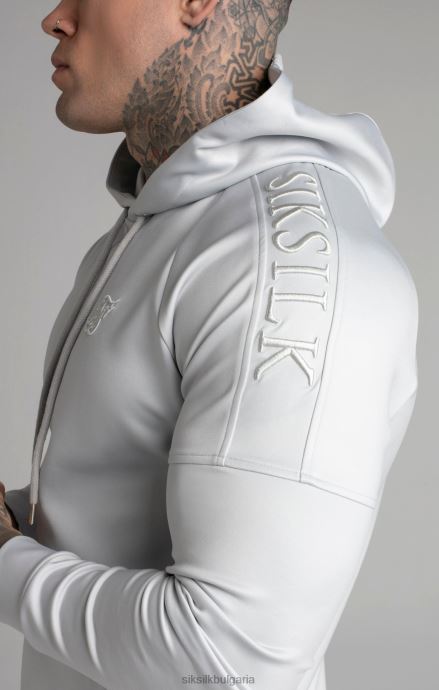облекло SikSilk сив панелен качулка мъже 486F8411