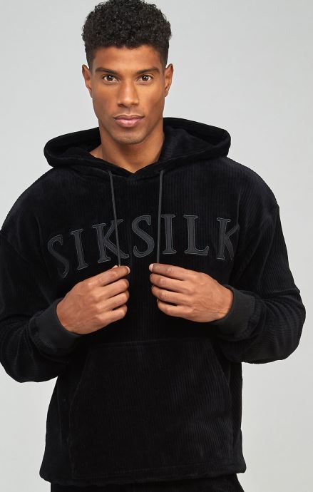 облекло SikSilk горна качулка с апликирано лого от черно кадифе мъже 486F8414