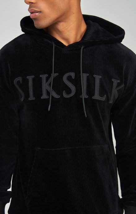 облекло SikSilk горна качулка с апликирано лого от черно кадифе мъже 486F8414