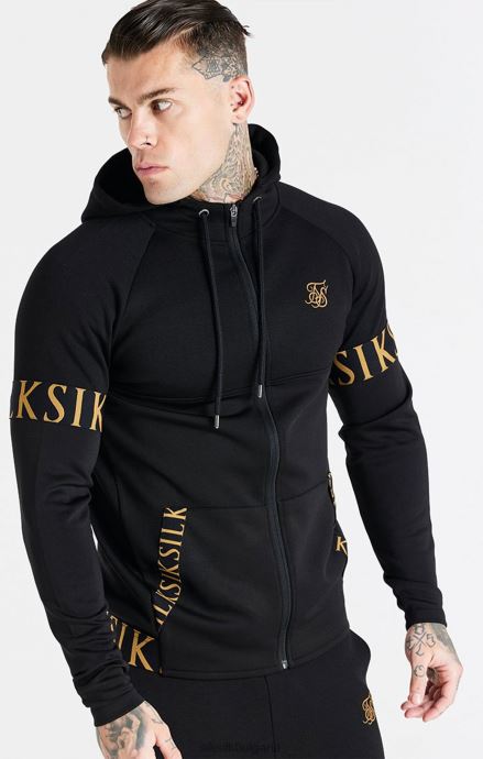 облекло SikSilk черна качулка с динамичен цип мъже 486F8416