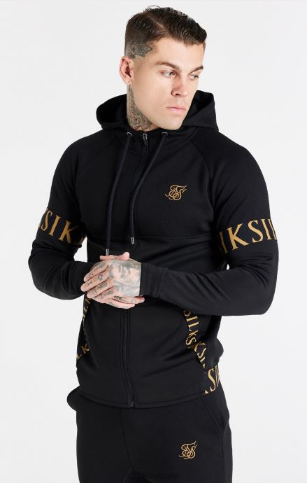 облекло SikSilk черна качулка с динамичен цип мъже 486F8416