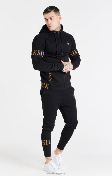 облекло SikSilk черна качулка с динамичен цип мъже 486F8416