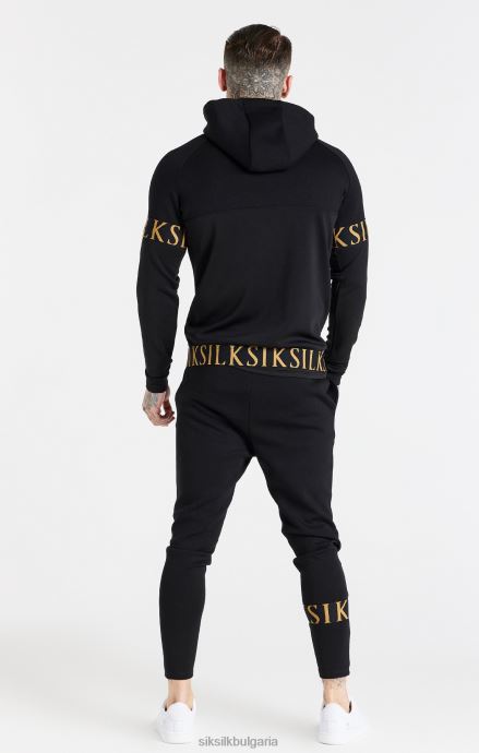облекло SikSilk черна качулка с динамичен цип мъже 486F8416
