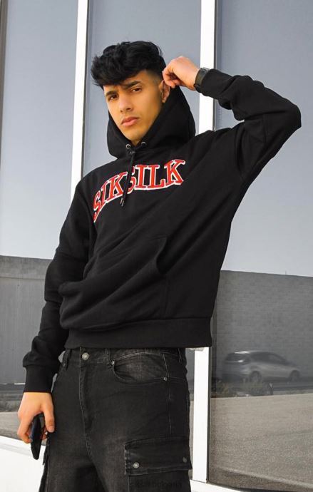облекло SikSilk черна голяма качулка мъже 486F8426