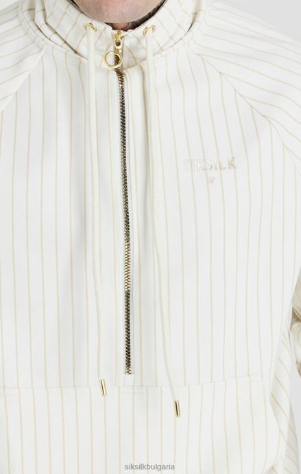 облекло SikSilk Екрю ретро горнище с фуния с половин цип мъже 486F8438