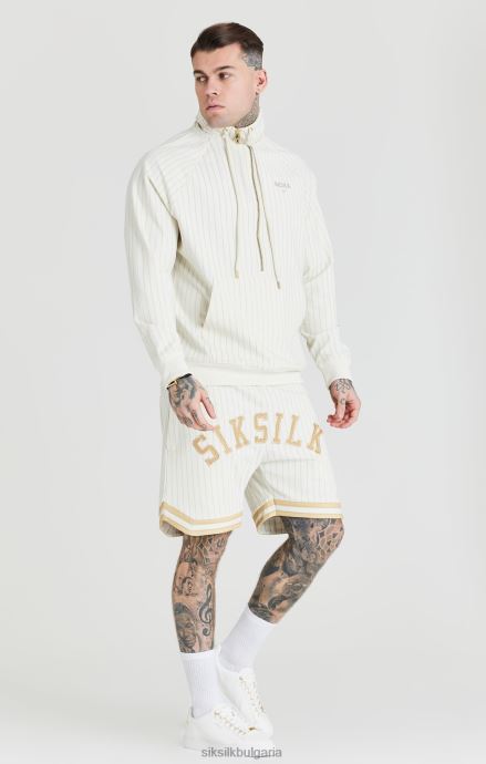 облекло SikSilk Екрю ретро горнище с фуния с половин цип мъже 486F8438