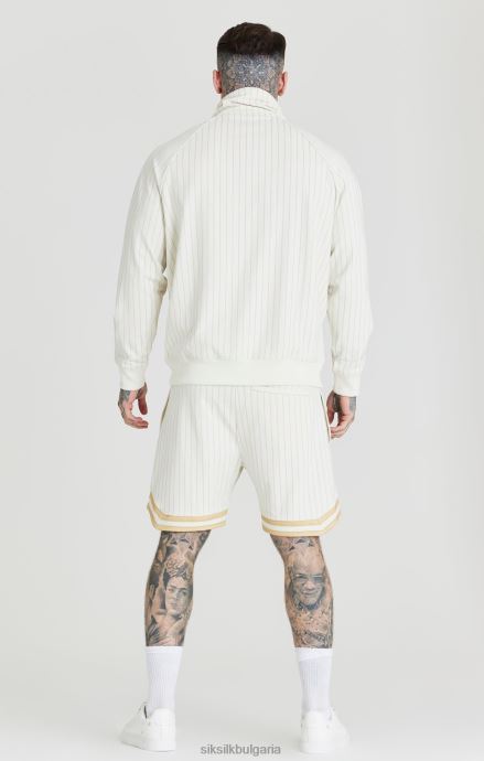 облекло SikSilk Екрю ретро горнище с фуния с половин цип мъже 486F8438