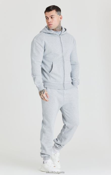 облекло SikSilk сива качулка с цип мъже 486F8439