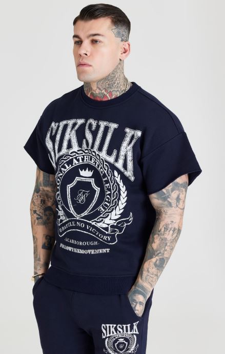 облекло SikSilk тъмносин университетски суичър мъже 486F8445