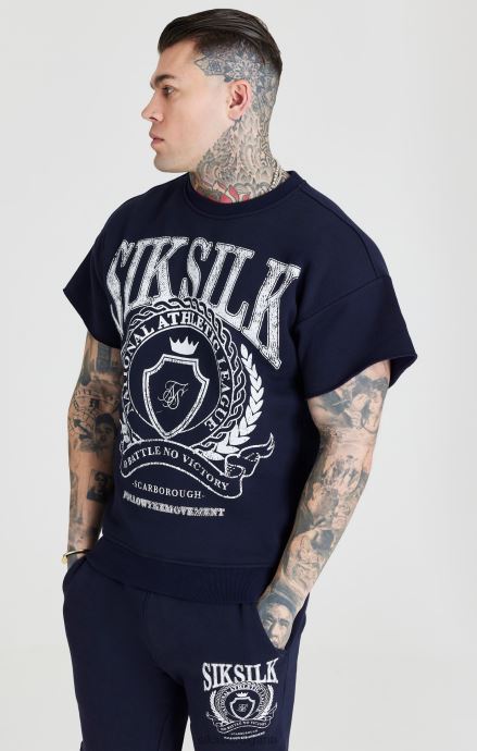 облекло SikSilk тъмносин университетски суичър мъже 486F8445