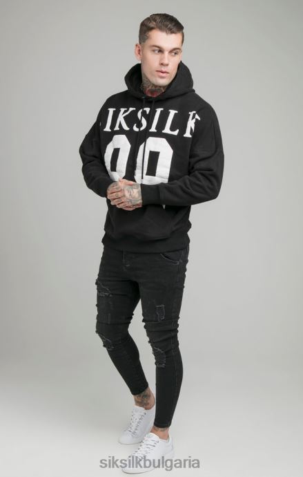 облекло SikSilk Черна капка рамо спокойно прилепване качулка мъже 486F8448