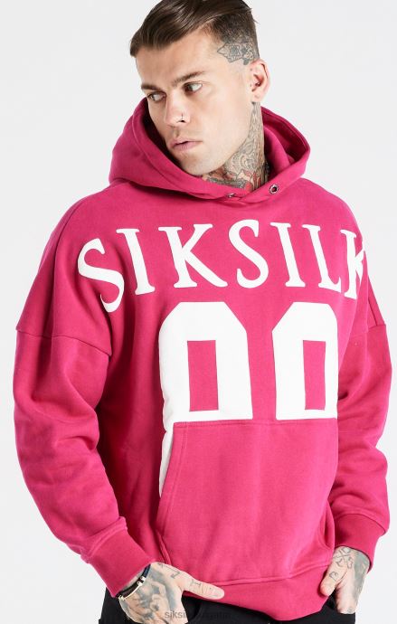 облекло SikSilk розов суичър с качулка за спокойна кройка мъже 486F8459