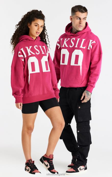 облекло SikSilk розов суичър с качулка за спокойна кройка мъже 486F8459