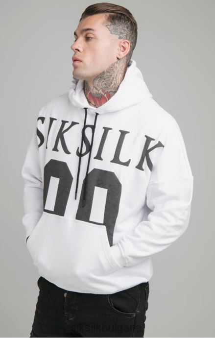 облекло SikSilk бяла качулка със спокойна кройка на падащи рамена мъже 486F8460