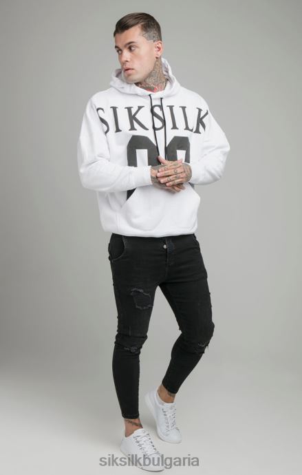 облекло SikSilk бяла качулка със спокойна кройка на падащи рамена мъже 486F8460