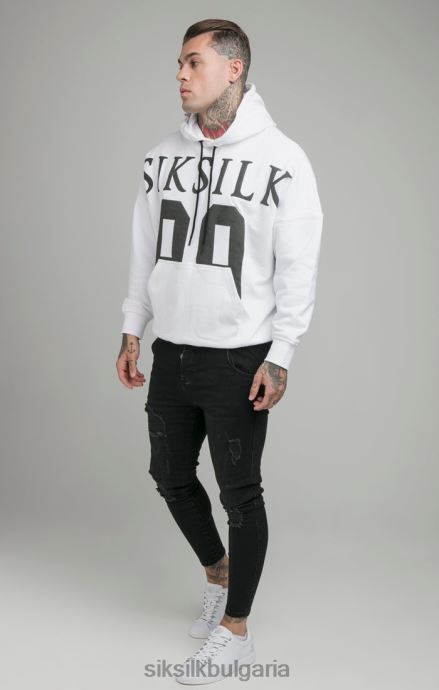 облекло SikSilk бяла качулка със спокойна кройка на падащи рамена мъже 486F8460