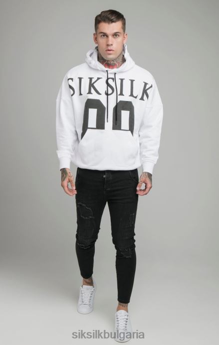 облекло SikSilk бяла качулка със спокойна кройка на падащи рамена мъже 486F8460