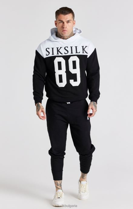 облекло SikSilk черен ретро 89 голям суичър с принт мъже 486F8457
