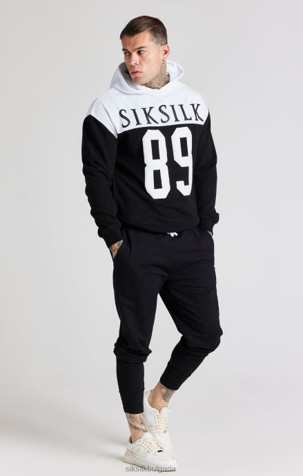 облекло SikSilk черен ретро 89 голям суичър с принт мъже 486F8457