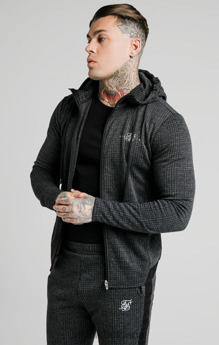 облекло SikSilk тонално каре agility zip through hoodie - сиво мъже 486F8451