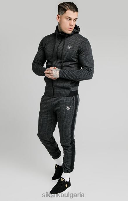 облекло SikSilk тонално каре agility zip through hoodie - сиво мъже 486F8451