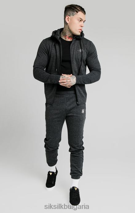 облекло SikSilk тонално каре agility zip through hoodie - сиво мъже 486F8451