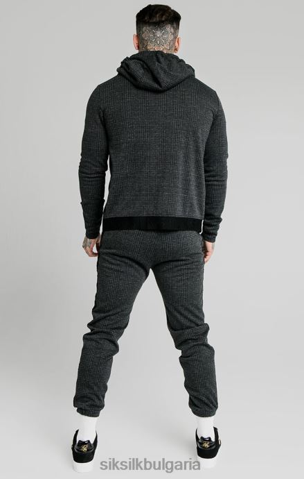 облекло SikSilk тонално каре agility zip through hoodie - сиво мъже 486F8451