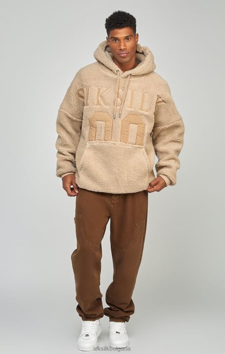 облекло SikSilk бежов суичър с апликация над главата borg 89 мъже 486F8456