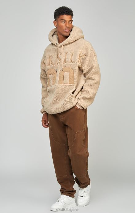 облекло SikSilk бежов суичър с апликация над главата borg 89 мъже 486F8456
