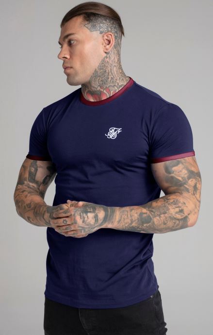 облекло SikSilk тъмносиня тениска с къс ръкав мъже 486F8366