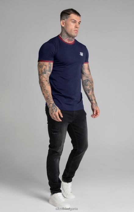 облекло SikSilk тъмносиня тениска с къс ръкав мъже 486F8366