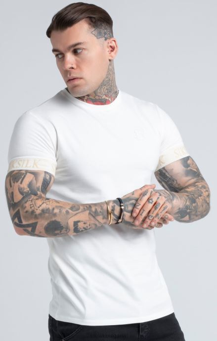 облекло SikSilk тениска с ластик в цвят екрю мъже 486F8367