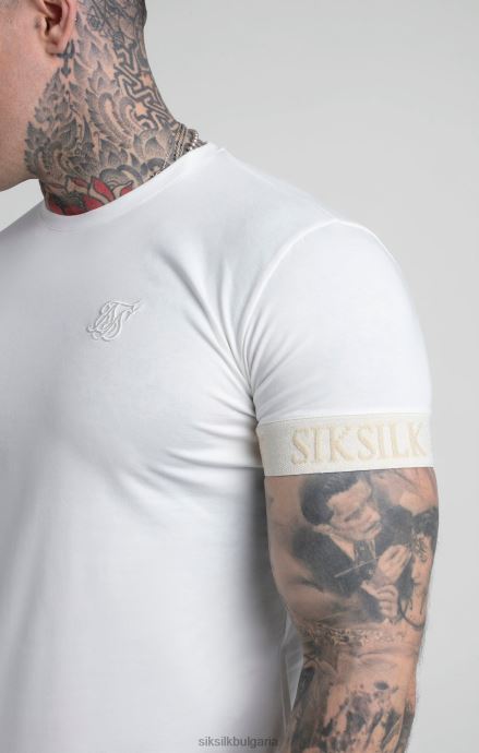 облекло SikSilk тениска с ластик в цвят екрю мъже 486F8367