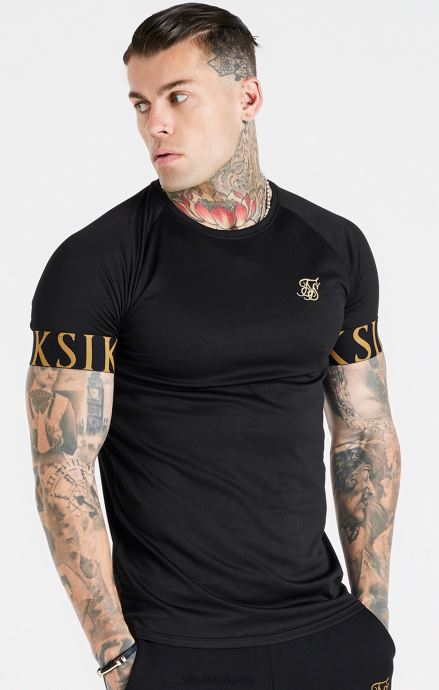 облекло SikSilk черна и златна тениска с еластични маншети мъже 486F8368