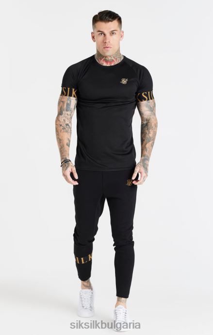 облекло SikSilk черна и златна тениска с еластични маншети мъже 486F8368