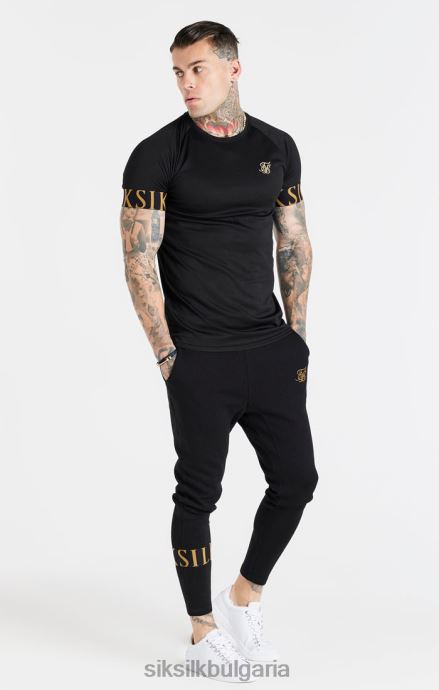 облекло SikSilk черна и златна тениска с еластични маншети мъже 486F8368