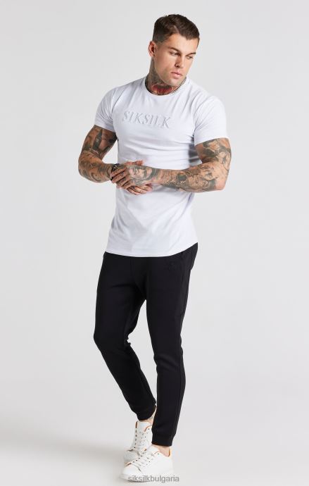 облекло SikSilk бяла бродирана мускулеста тениска мъже 486F8370