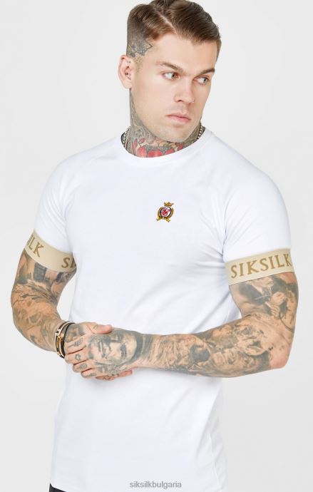 облекло SikSilk тениска с еластичен маншет с бял гребен мъже 486F8372
