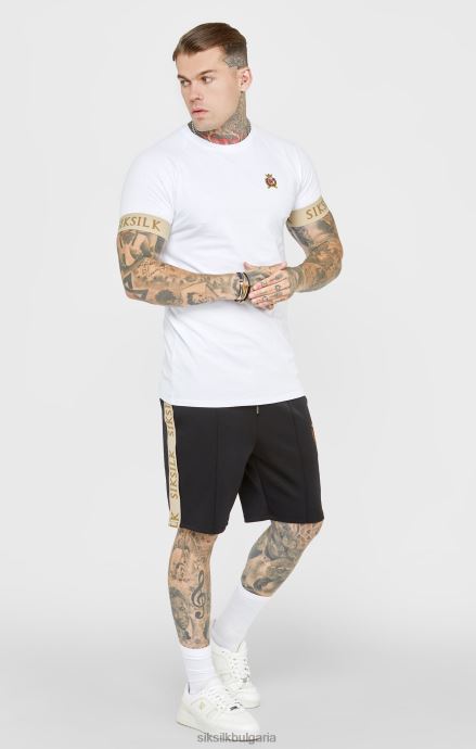 облекло SikSilk тениска с еластичен маншет с бял гребен мъже 486F8372