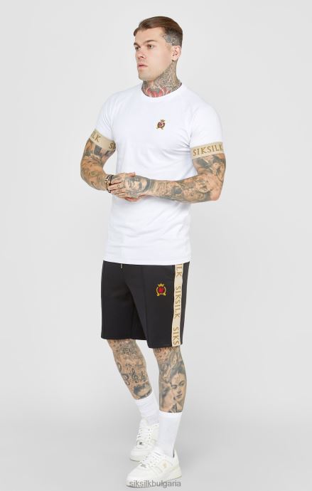 облекло SikSilk тениска с еластичен маншет с бял гребен мъже 486F8372