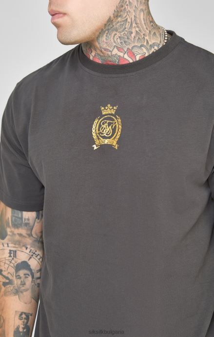 облекло SikSilk тениска от черно фолио мъже 486F8375