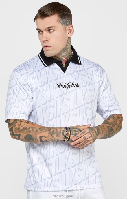 облекло SikSilk бяла футболна фланелка мъже 486F8380